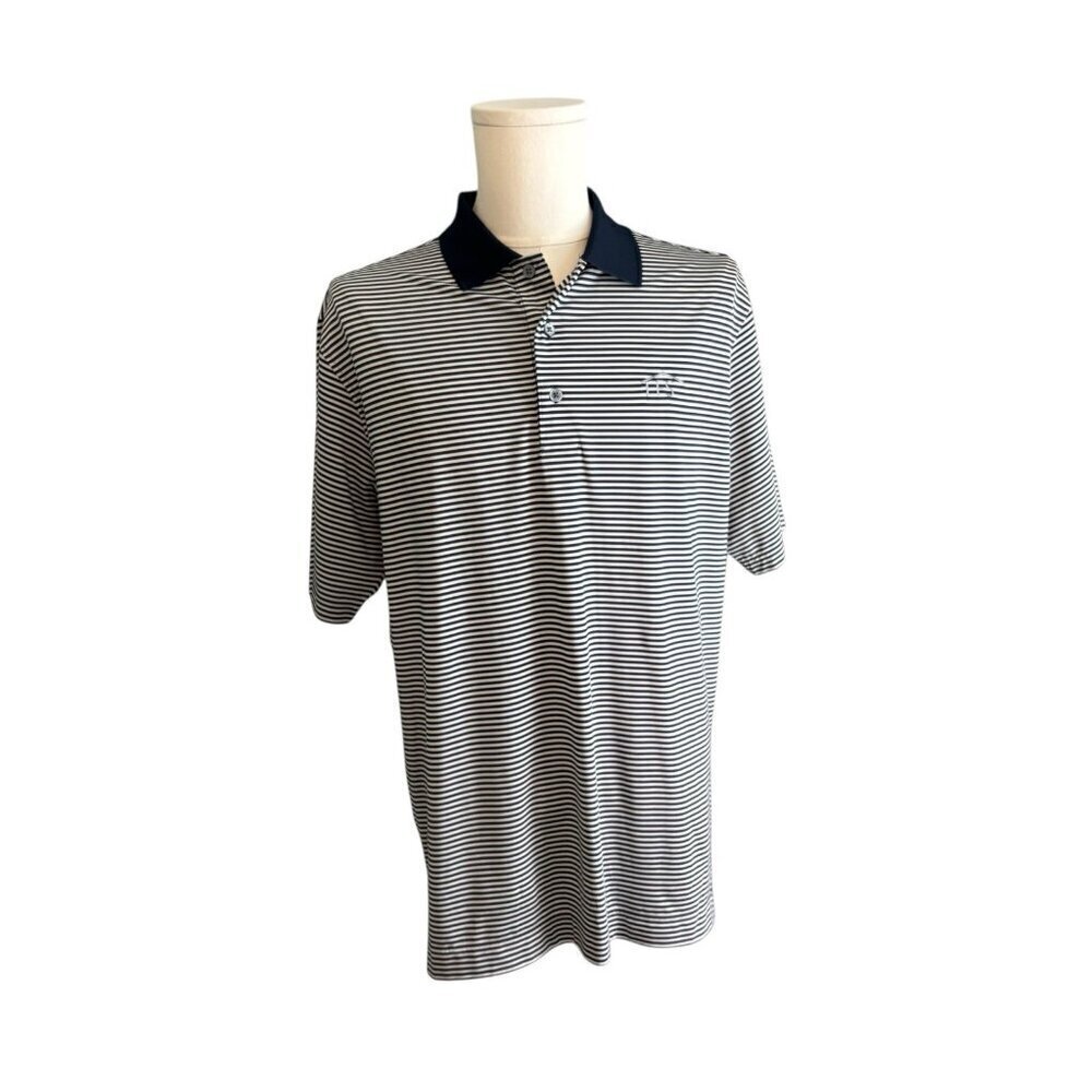 FootJoy Polo Men’s Large Navy Striped Stretch Collared Breathable Golf Shirt